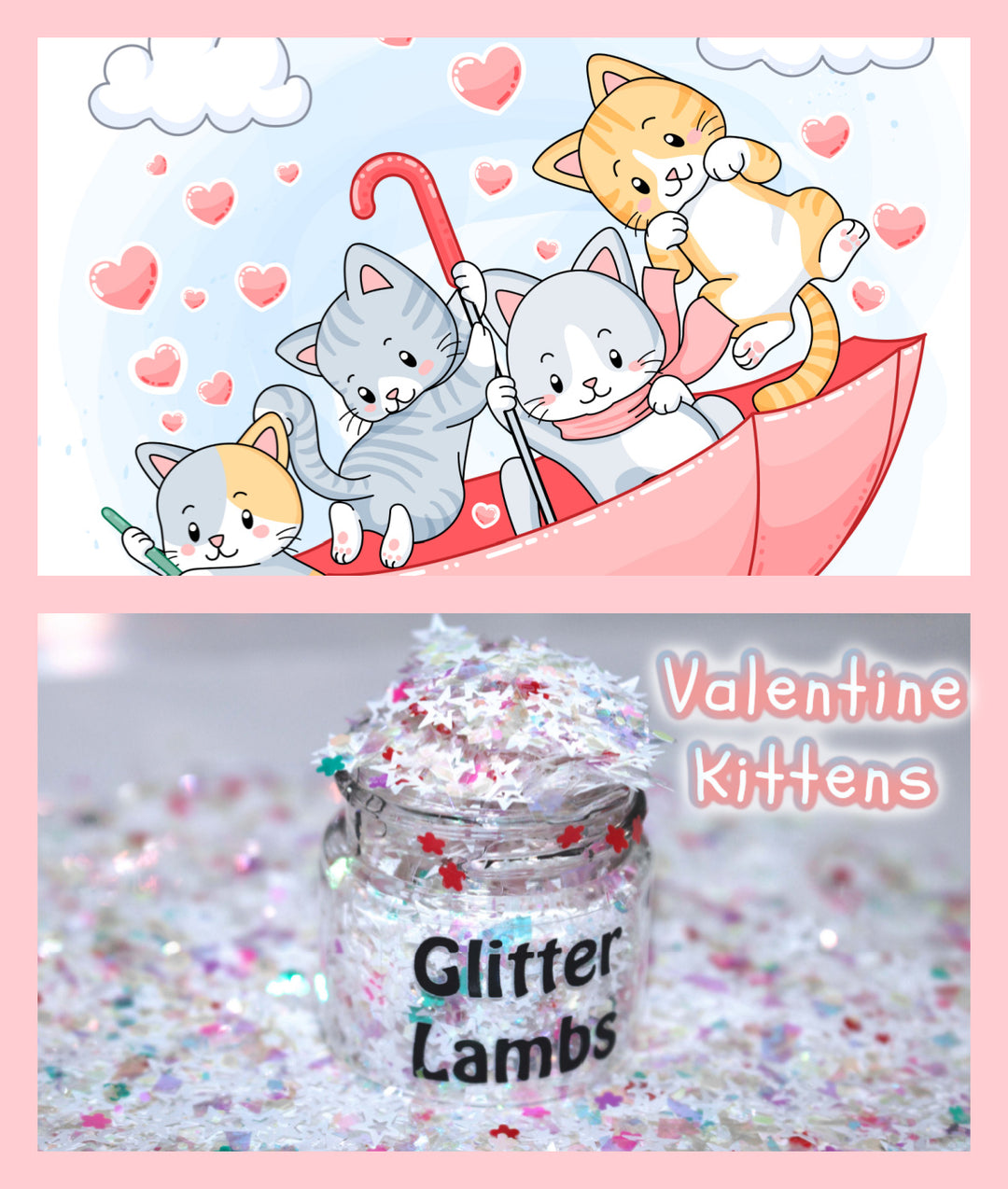 Valentine Kittens Glitter by GlitterLambs.com