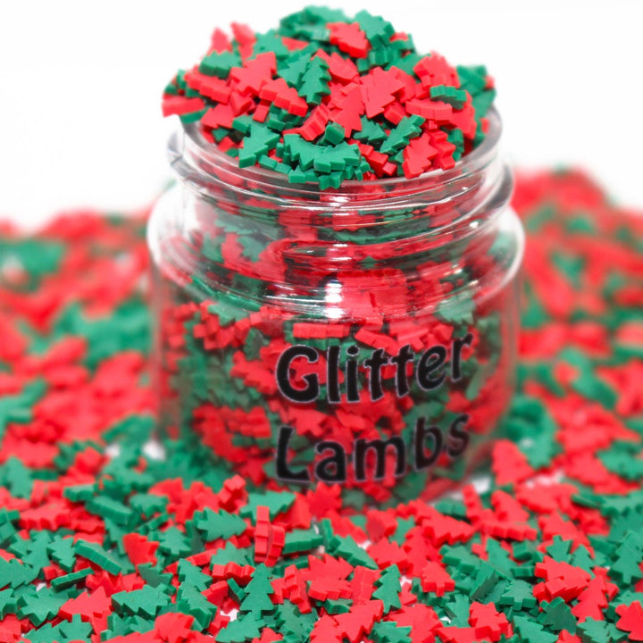 X-Mas Tree Shopping Christmas Clay Sprinkles Red and Green by GlitterLambs.com