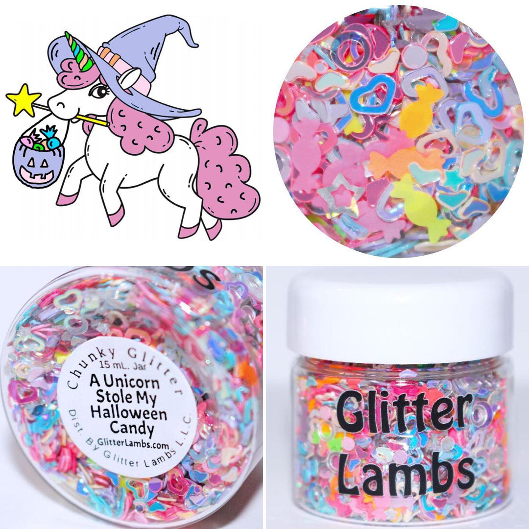 A Unicorn Stole My Halloween Candy Glitter by GlitterLambs.com