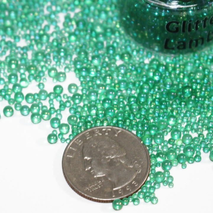 Baby Frog Meeting Green Caviar beads 1-3mm by GlitterLambs.com
