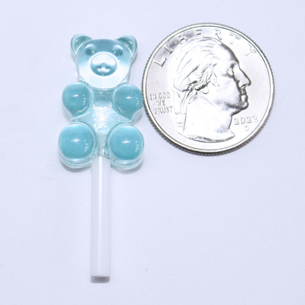 Fake Blue Gummy Bear Lollipop Sucker Charm by Glitterlambs.com Not Edible