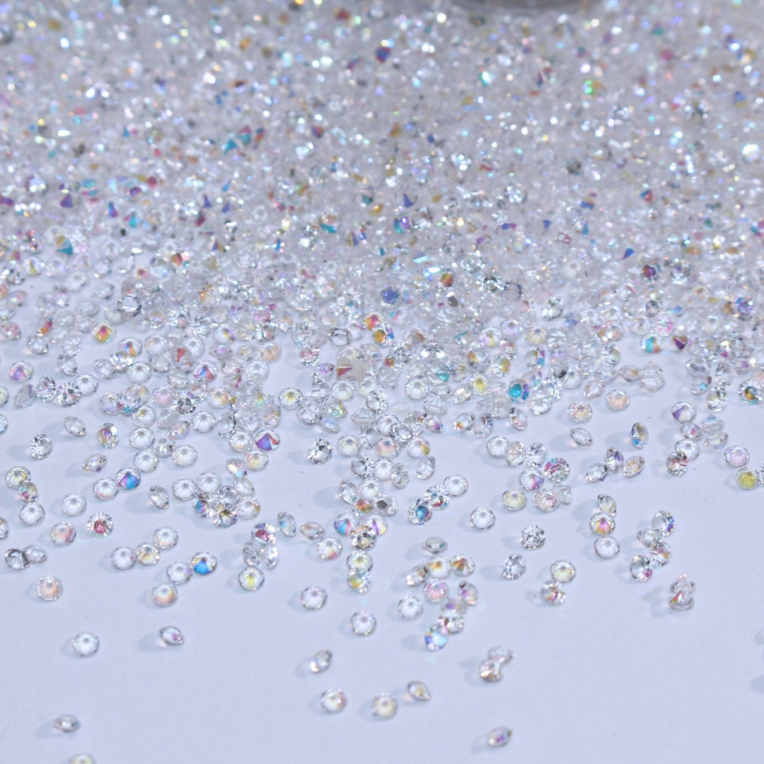 Calling All Spirits White Iridescent Plastic Crystal Rhinestone Beads 2mm by GlitterLambs.com