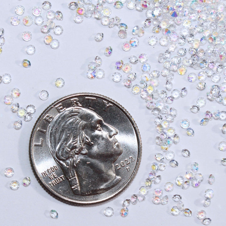 Calling All Spirits White Iridescent Plastic Crystal Rhinestone Beads 2mm by GlitterLambs.com