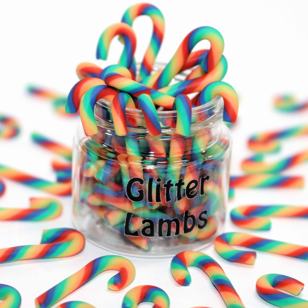 Mini Candy Canes multi color charms miniatures fake Christmas by GlitterLambs.com