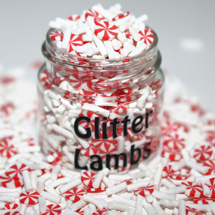 Candy Cane Mousse Cake Christmas Clay Slice Sprinkles by GlitterLambs.com