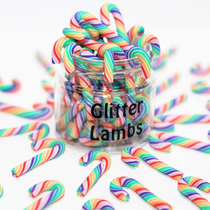 Mini Candy canes multi color rainbow miniatures fake charms by GlitterLambs.com