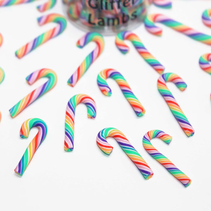 Mini Candy canes multi color rainbow miniatures fake charms by GlitterLambs.com