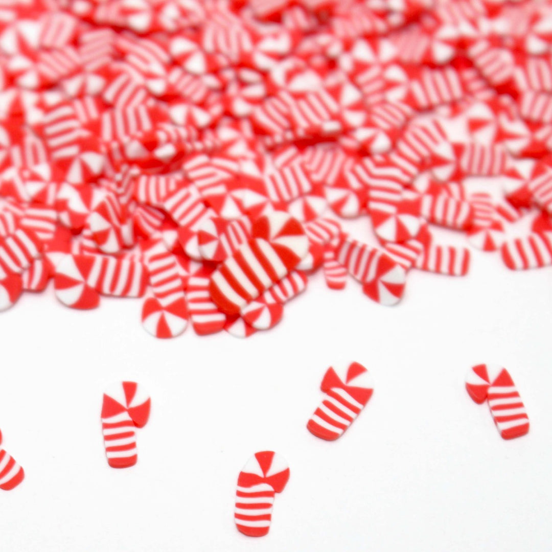 Candy Cane Party Christmas Clay Sprinkles by GlitterLambs.com
