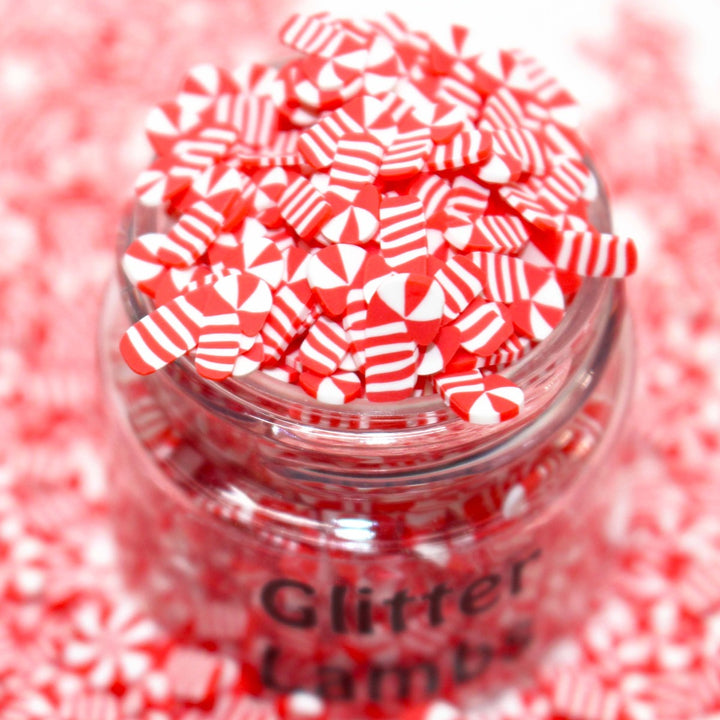 Candy Cane Party Christmas Clay Sprinkles by GlitterLambs.com