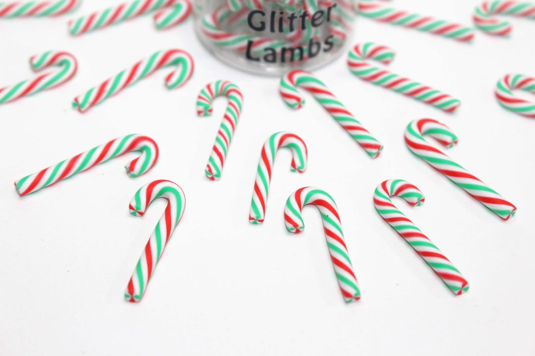 Mini candy cane red white and green charm miniature fake by GlitterLambs.com Christmas