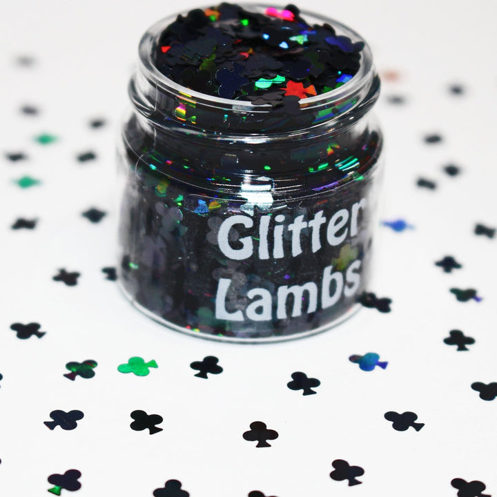 Card Trick Club Black Holographic Glitter 5mm by GlitterLambs.com