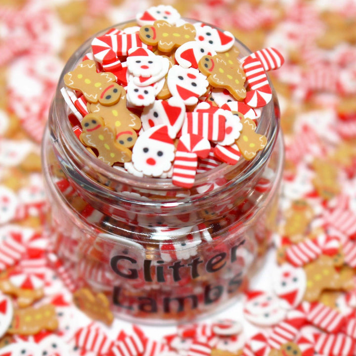 Christmas Cookie Buffet Clay Sprinkles by GlitterLambs.com - Santa Claus, Gingerbread Men Man, Candy Canes