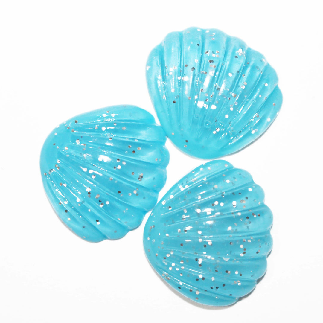 blue glitter seashell caobchons