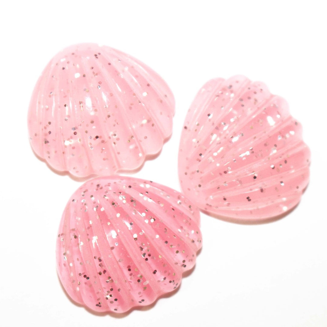 Pink Glitter Seashell cabochons
