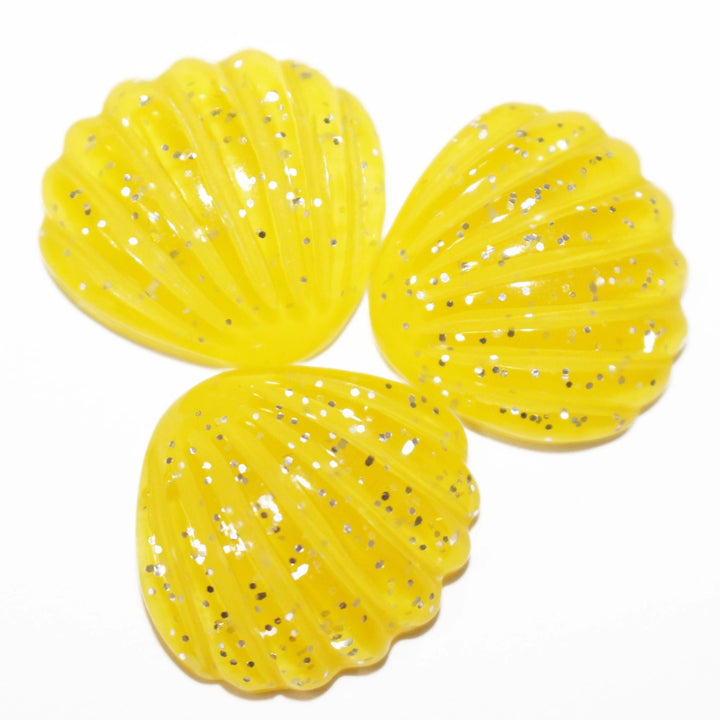 Yellow Glitter seashell cabochons