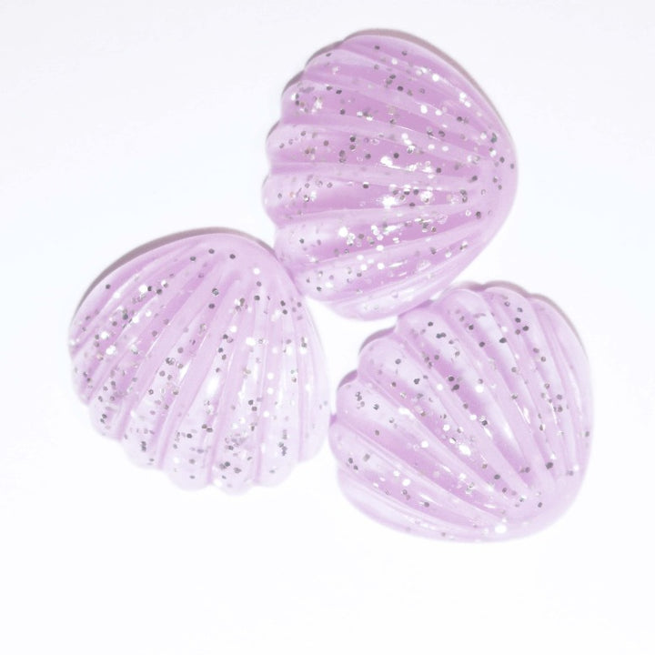 lilac purple glitter seashell cabochon