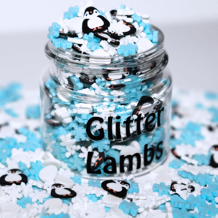 Icey Flipperdoodle Wobblyfeet Christmas Clay Sprinkles by GlitterLambs.com Penguins and Snowflakes