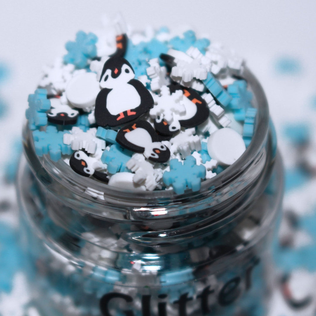 Icey Flipperdoodle Wobblyfeet Christmas Clay Sprinkles by GlitterLambs.com Penguins and Snowflakes