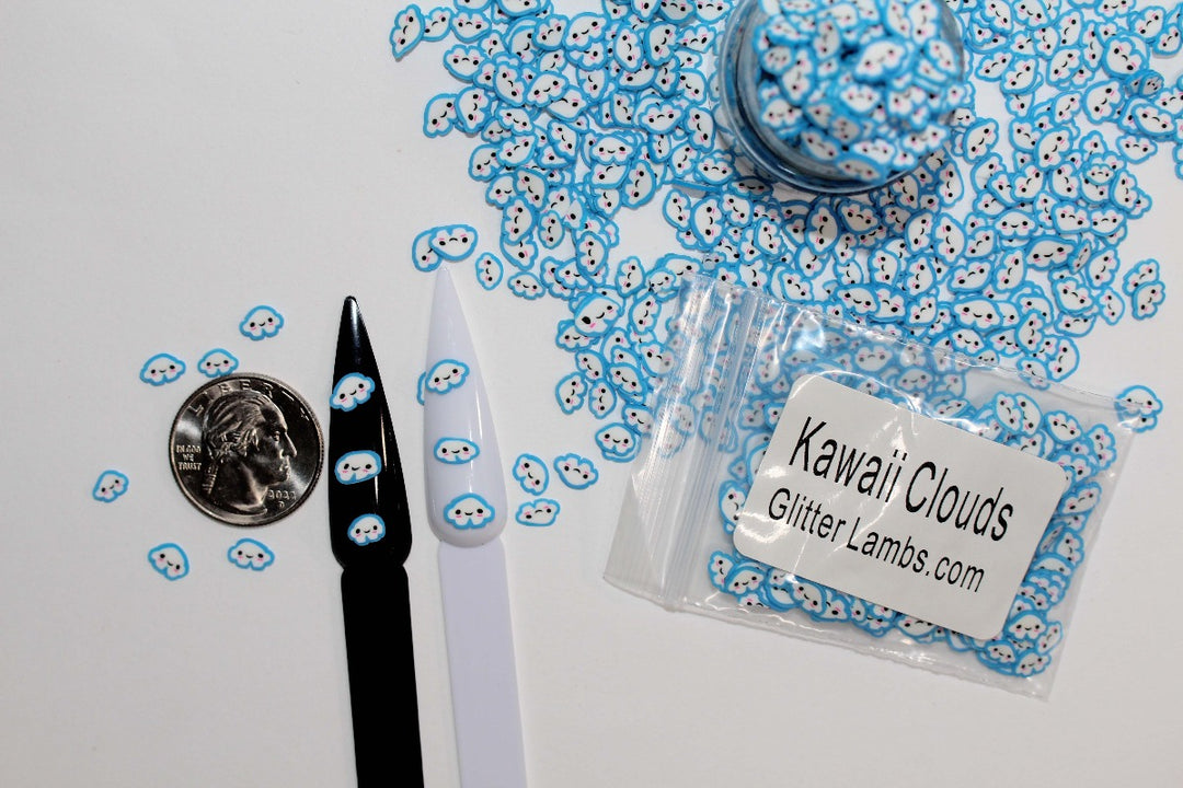 Kawaii Clouds Clay Sprinkles Shaker Bits by GlitterLambs.com