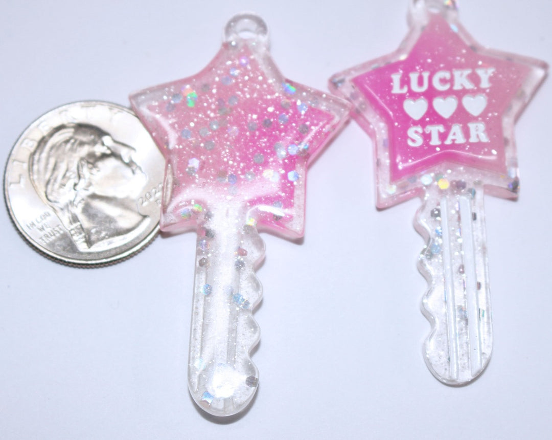 Lucky Star Glitter Key Charm by GlitterLambs.com