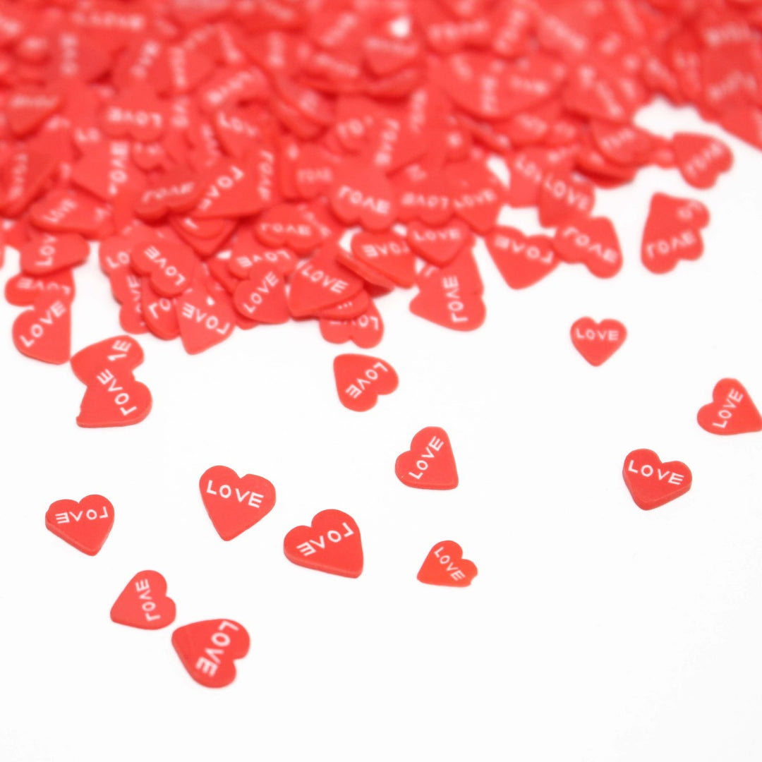 My Heart Beats For You Valentine Clay Sprinkles Shaker Bits by GlitterLambs.com Red Love Hearts
