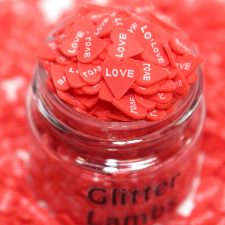 My Heart Beats For You Valentine Clay Sprinkles Shaker Bits by GlitterLambs.com Red Love Hearts