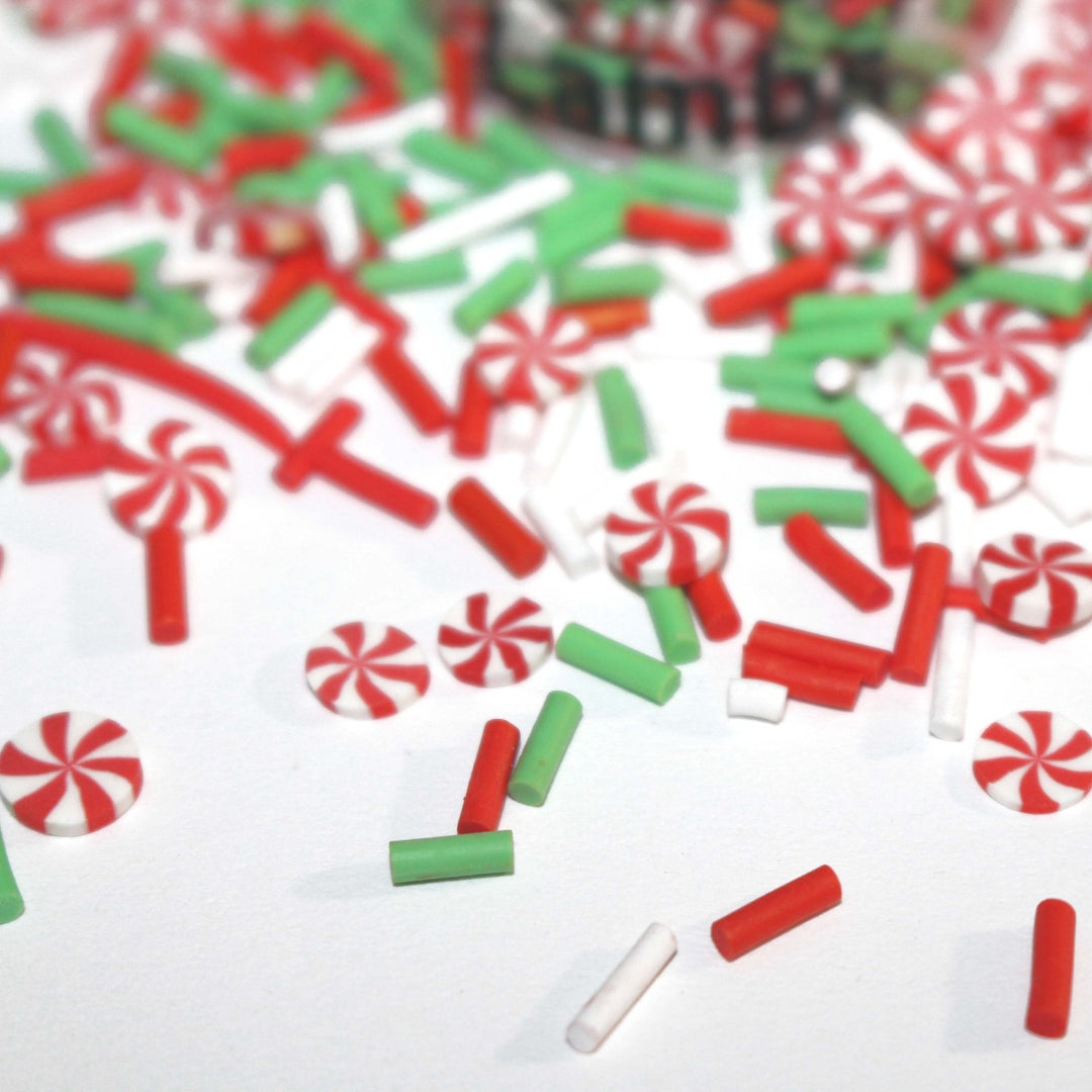 Peppermints In My Stocking Christmas Clay Slice Sprinkles by GlitterLambs.com