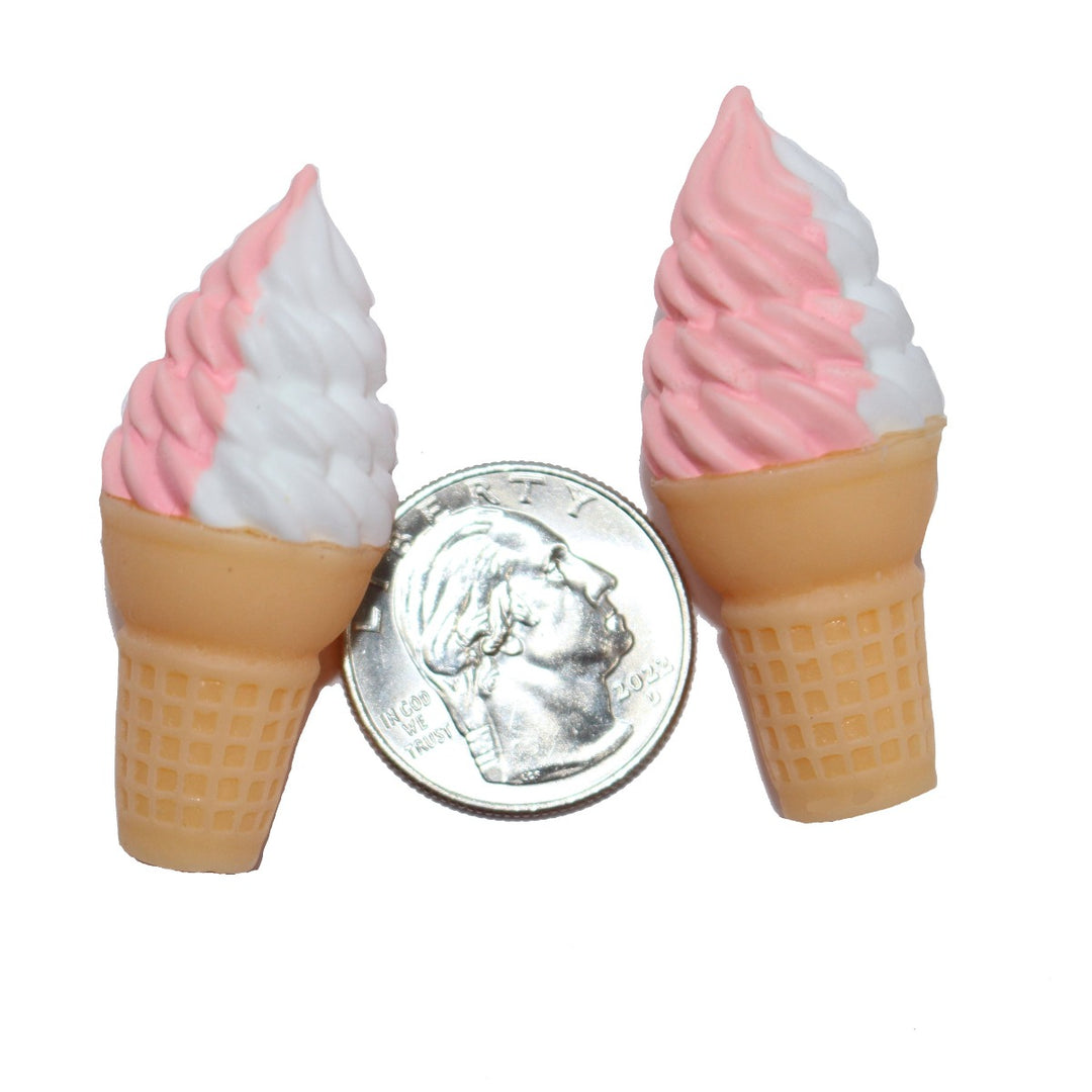 Pink and White Ice Cream Cone Charm Large by GlitterLambs.com
