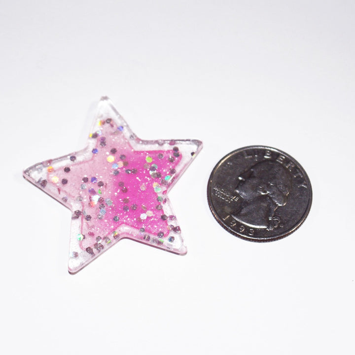Pink Glitter Star Charm by GlitterLambs.com