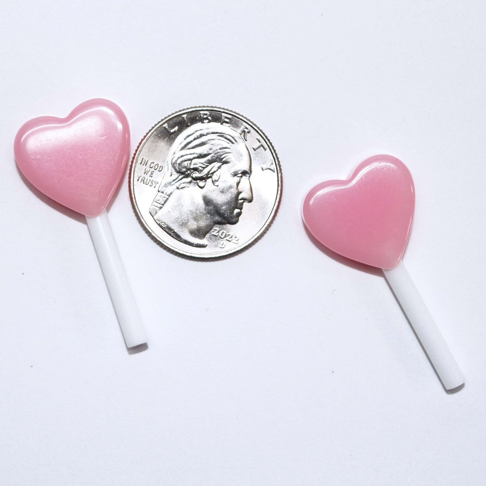 Fake Pink Heart Sucker Lollipop Charm by GlitterLambs.com Not edible