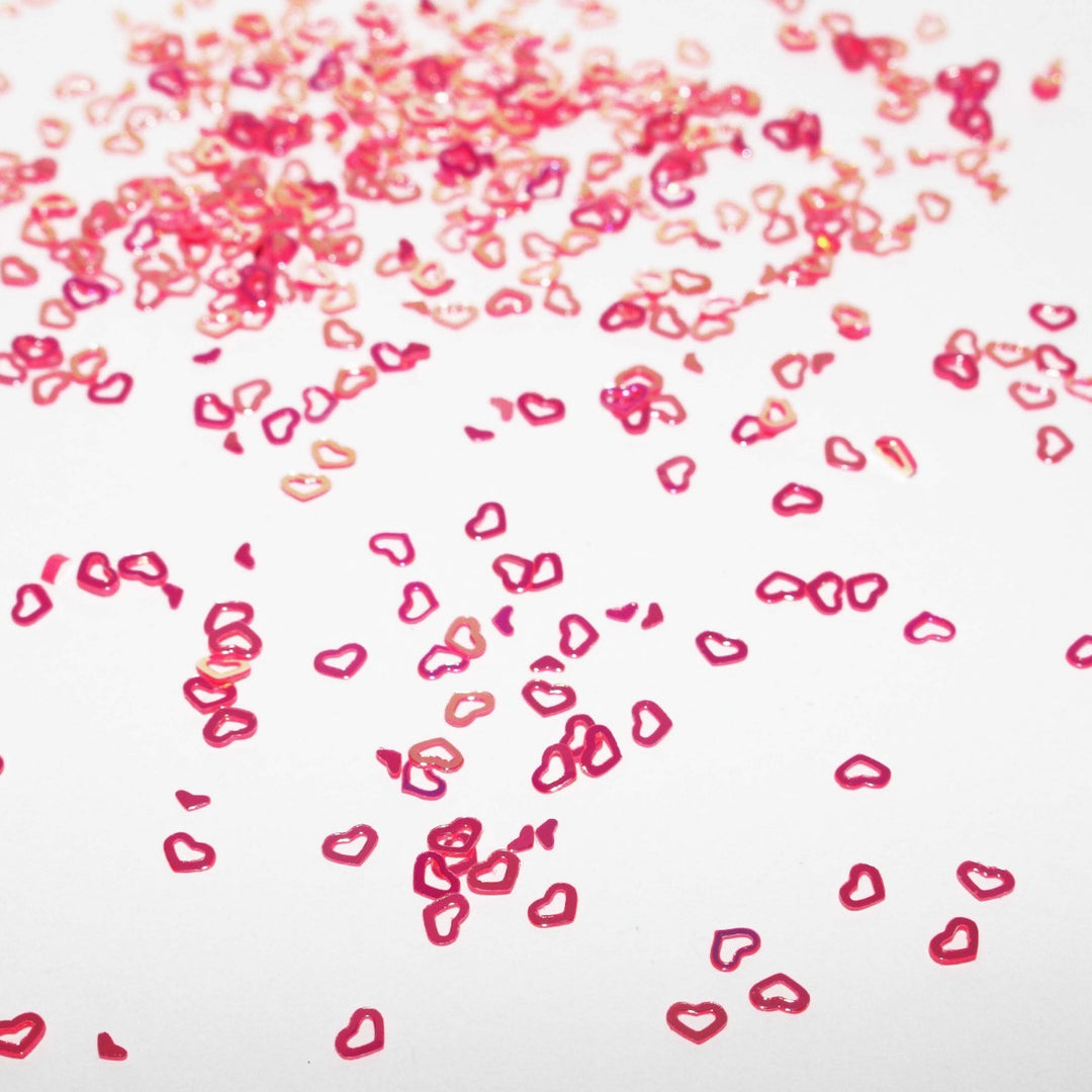 Pink hollow heart glitter by GlitterLambs.com