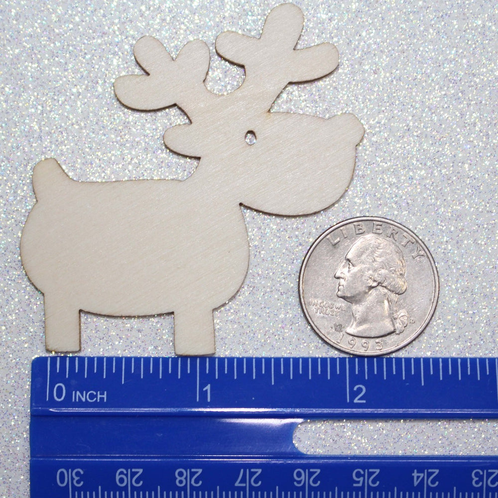 Reindeer Christmas Ornament Laser Cut Out Wood Craft Shape Blank by GlitterLambs.com