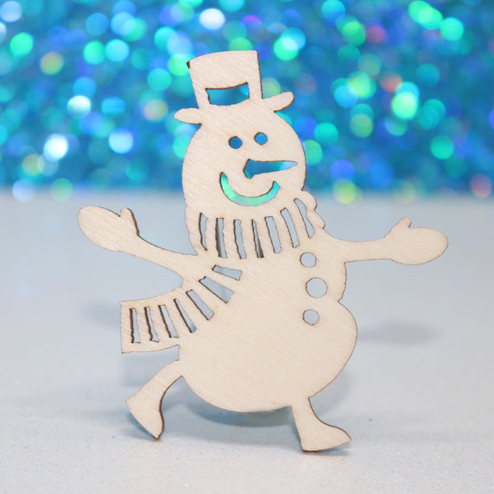 Snowman Christmas Ornament Laser Cut Out Wood Shapes Blanks by GlitterLambs.com