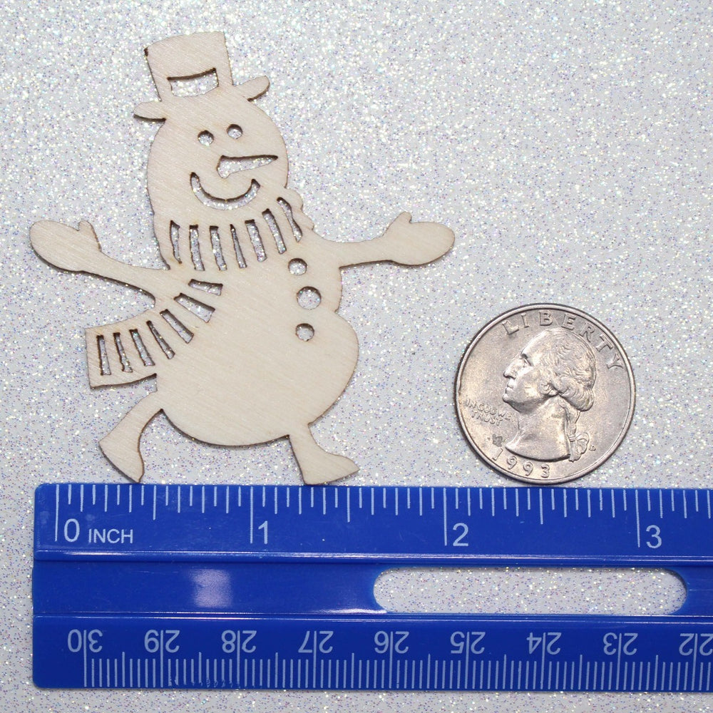 Snowman Christmas Ornament Laser Cut Out Wood Shapes Blanks by GlitterLambs.com