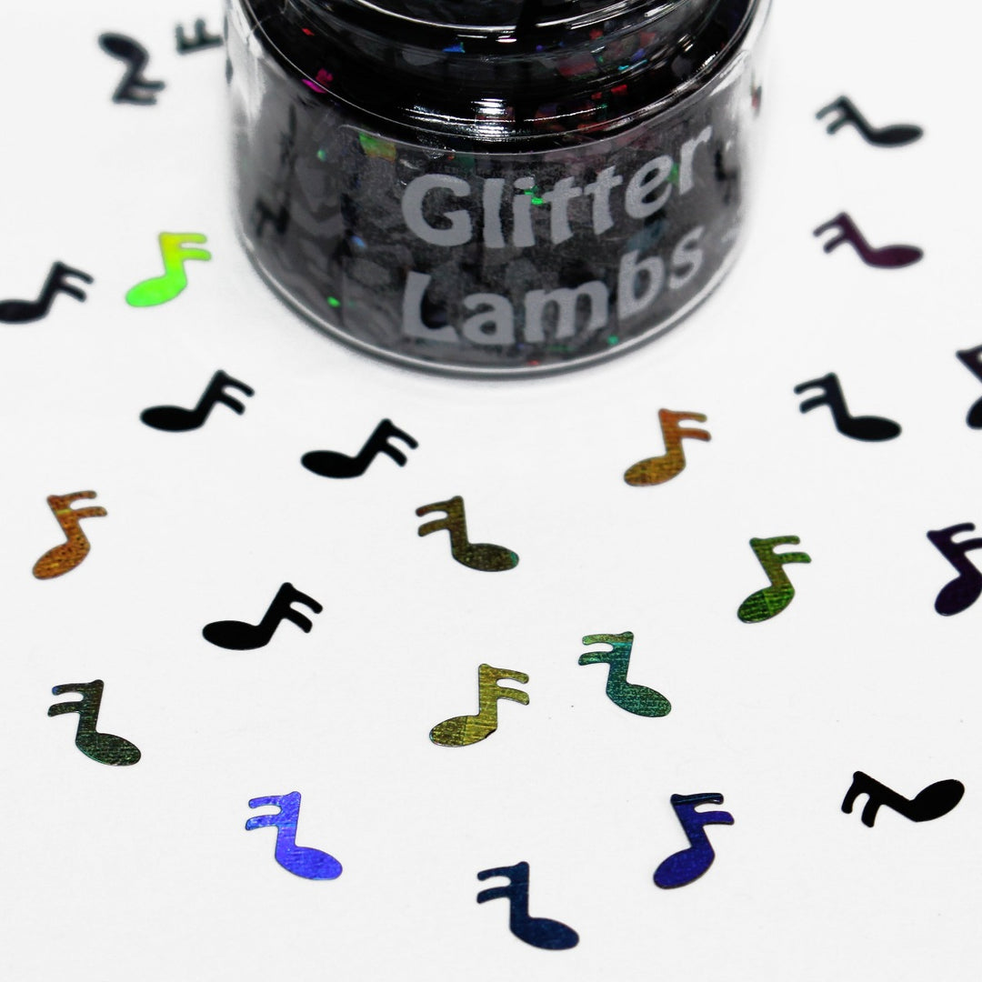 Symphony Black Music Notes Holographic Glitter by GlitterLambs.com