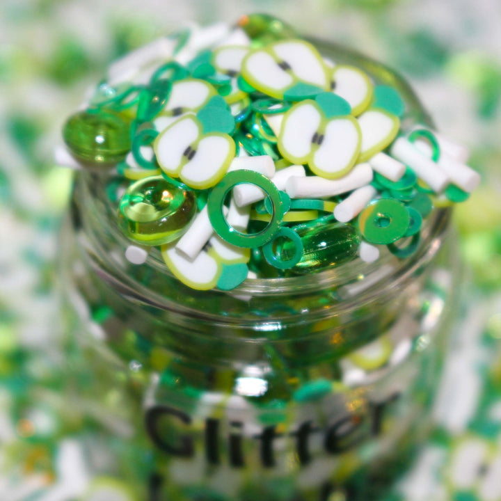 The Green Apple Superhero Clay Glitter bead mix by GlitterLambs.com