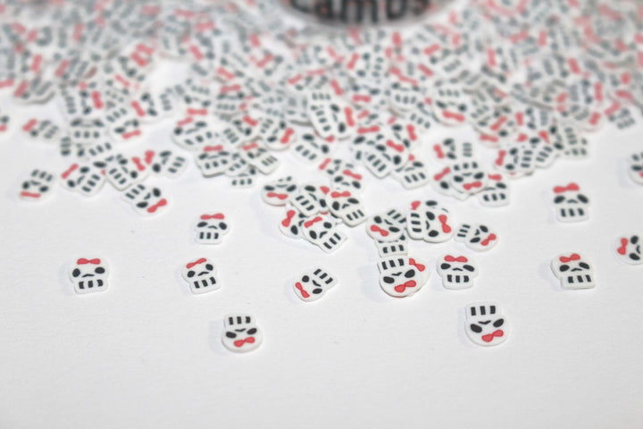 Wicked Cute Halloween Clay Slice Sprinkles by GlitterLambs.com Skull With Bow